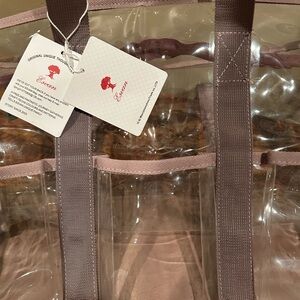 Vintage Clear Tote with Reinforced Straps and Lots of Compartments!